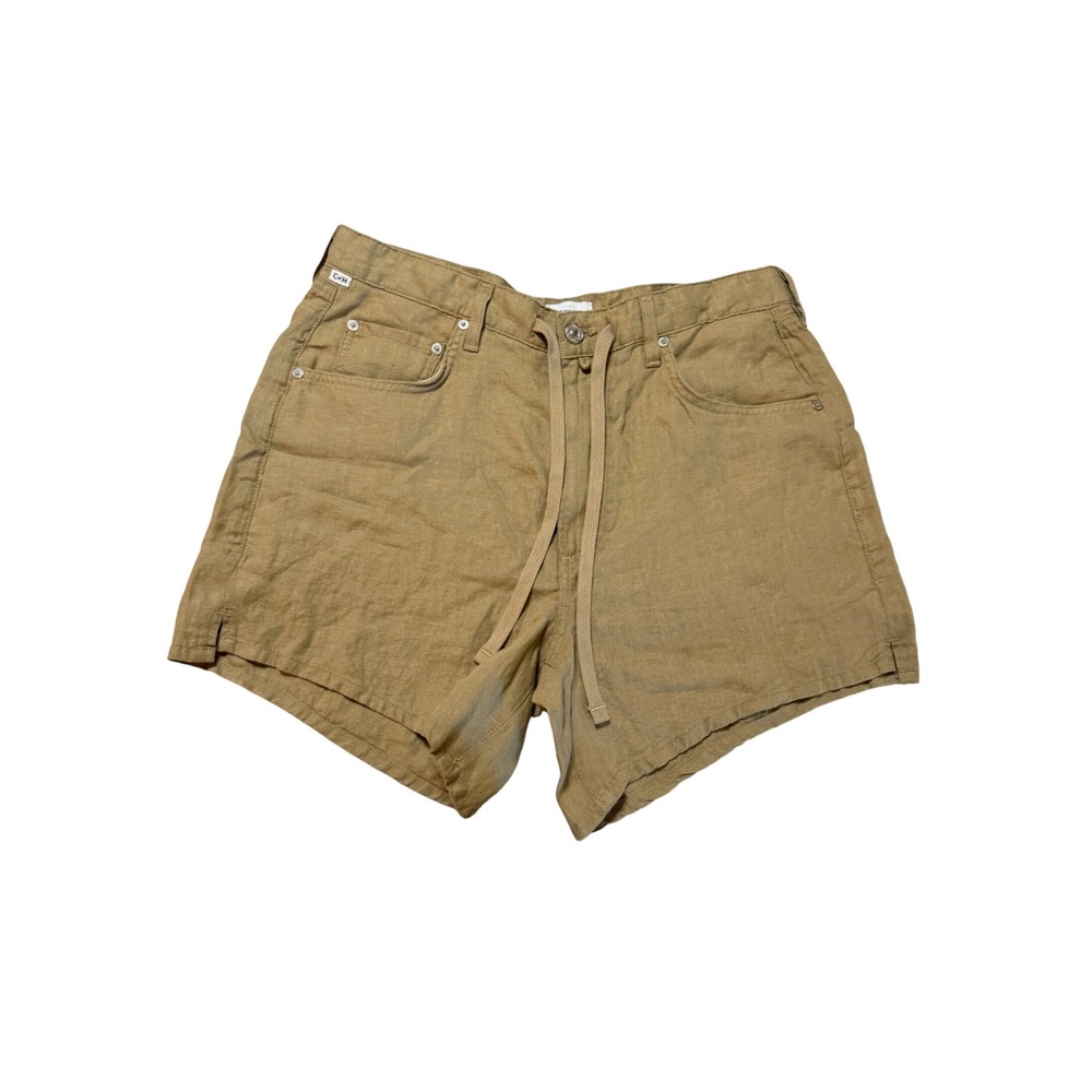 Citizens of Humanity Brynn Drawstring Shorts Tan Linen Shorts Drawstring Size 30